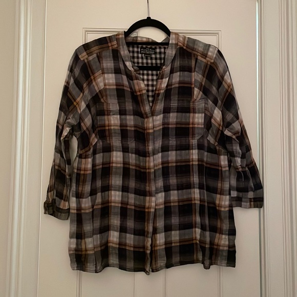 Broadway & Broome Shirtmakers plaid 3/4 sleeve shirt from Madewell Size M - Picture 1 of 4